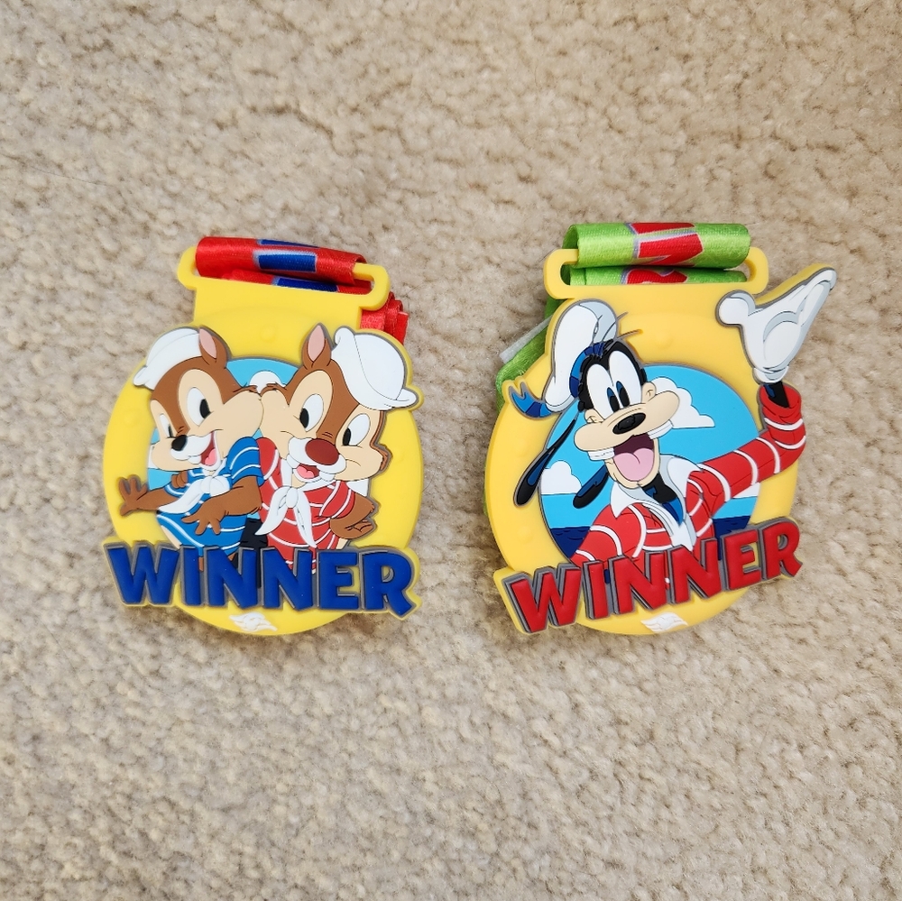 Set of 2 Disney Cruise Line DCL Trivia Winner Medals Goofy and Chip & Dale